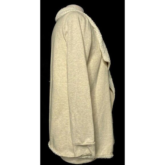 Love by Gap Sz XS Neutral Sherpa Lined Jersey Cotton Open Front Jacket - Picture 3 of 5